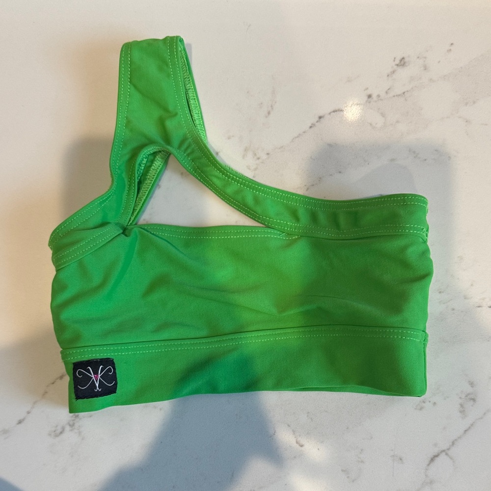 Vibrant Green One-Shoulder Dance Costume Top